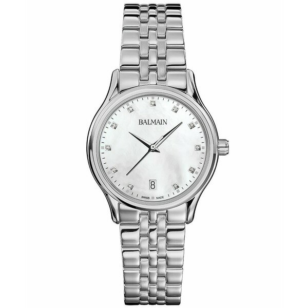 バルマン レディース ブレスレット・バングル・アンクレット アクセサリー Women's Swiss Beleganza Diamond (1/20 ct. t.w.) Stainless Steel Bracelet Watch 32mm Silver