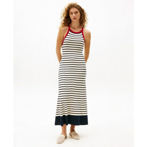 トミー ヒルフィガー レディース ワンピース トップス X SRG Women's Striped Knit Maxi Dress Dark Night Navy Stripe トミー ヒルフィガー レディース ワンピース トップス X SRG Women's Striped Knit Maxi Dress Dark Night Navy Stripe