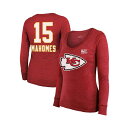 マジェスティック レディース Tシャツ トップス Women's Patrick Mahomes Red Kansas City Chiefs Super Bowl LIX Player Name Number Tri-Blend Long Sleeve Scoop Neck T-Shirt Red(4)