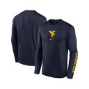 ナイキ メンズ シャツ トップス Men's Navy West Virginia Mountaineers Primetime Center Lockup Two-Hit Legend Long Sleeve T-Shirt Navy(4)