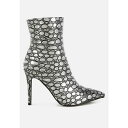 ロンンドンラグ レディース ブーツ シューズ Moolah Embossed Stiletto Heel Ankle Boots Black
