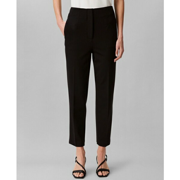 カルバンクライン レディース カジュアルパンツ ボトムス Women's Ponte Cropped Straight-Leg Pants Black