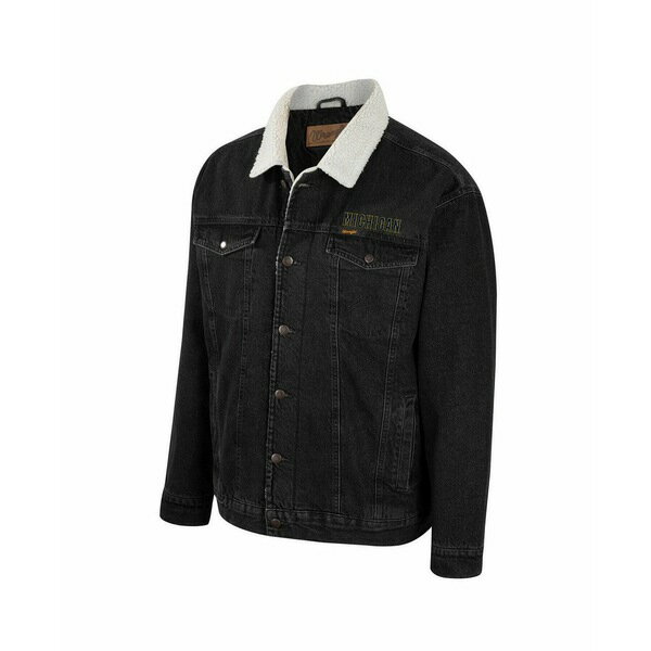  ǥ 㥱åȡ֥륾  Men's x Wrangler Charcoal Michigan Wolverines Western Button-Up Denim Jacket Charcoal