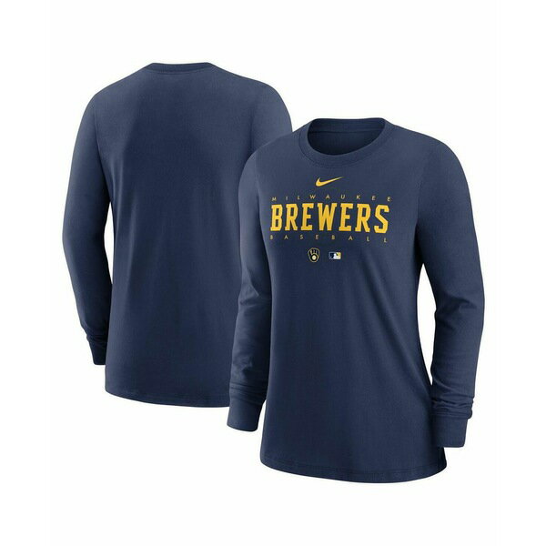 ナイキ レディース Tシャツ トップス Women's Navy Milwaukee Brewers Authentic Collection Legend Performance Long Sleeve T-shirt Navy