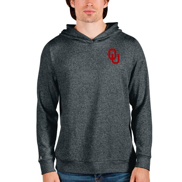 アンティグア メンズ パーカー・スウェットシャツ アウター Oklahoma Sooners Antigua Absolute Pullover Hoodie Heathered Charcoal