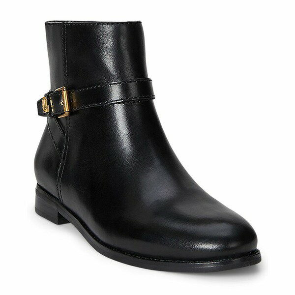ラルフローレン レディース ブーツ シューズ Women's Brooke II Stacked Leather Heel Booties Black