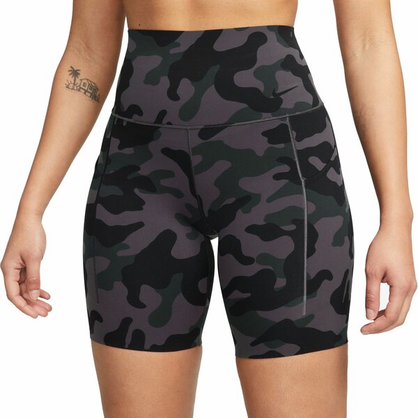 ナイキ レディース カジュアルパンツ ボトムス Nike Universa Women 039 s Medium-Support High-Waisted 8 Camo Biker Shorts Off Noir
