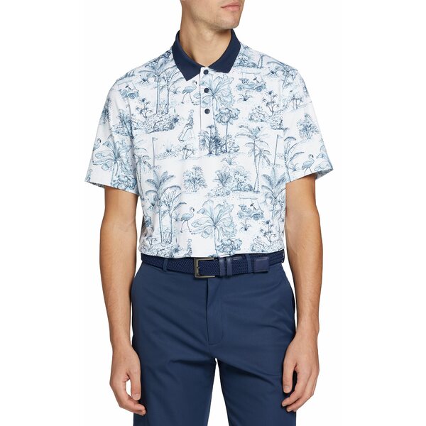 ウォルター・ヘーゲン メンズ シャツ トップス Walter Hagen Men's Performance 11 Tencel Tropical Golf Polo White Stencil