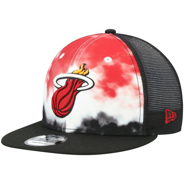 ニューエラ メンズ 帽子 アクセサリー Miami Heat New Era Hazy Trucker 9FIFTY Snapback Hat Black