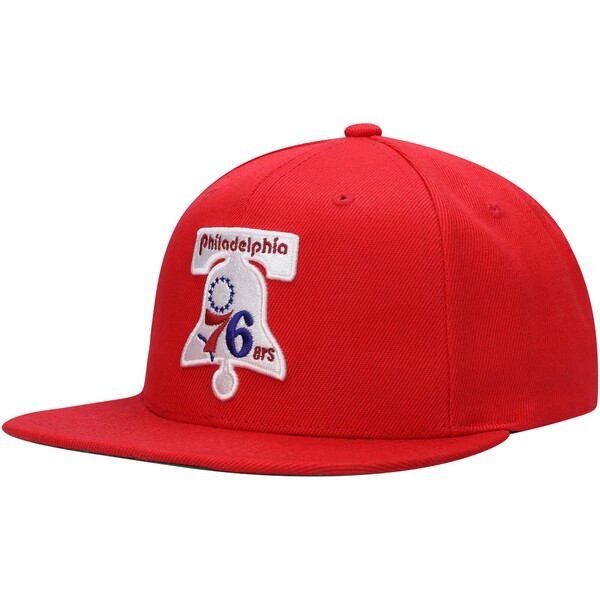 ミッチェル＆ネス ミッチェル&ネス メンズ 帽子 アクセサリー Philadelphia 76ers Mitchell & Ness Hardwood Classics Essentials Tonal Basic Snapback Hat Red