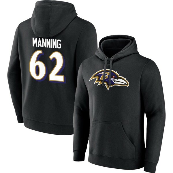 եʥƥ  ѡåȥ  Baltimore Ravens Fanatics Branded Team Authentic Personalized Name &Number Pullover Hoodie Black