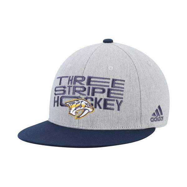 アディダス メンズ 帽子 アクセサリー Men's Gray and Navy Nashville Predators Three Stripe Hockey Adjustable Hat Gray, Navy