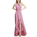 ソーシャルブライドメイド レディース ワンピース トップス Women's High-Slit Ruffled-Hem Gown Powder Pink