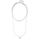 ラッキーブランド レディース ネックレス・チョーカー・ペンダントトップ アクセサリー Silver-Tone Imitation Pearl & Herringbone Chain Convertible Layered Pendant Necklace, 17-1/4