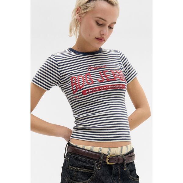ビー ディ ジー アーバン アウトフィッターズ レディース Tシャツ トップス BABY TEE - Print T-shirt - navy stripe(4)