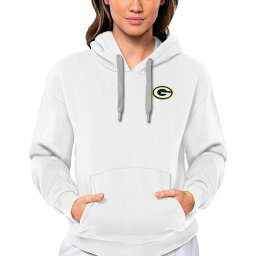 アンティグア レディース パーカー・スウェットシャツ アウター Green Bay Packers Antigua Women's Victory Pullover Hoodie White