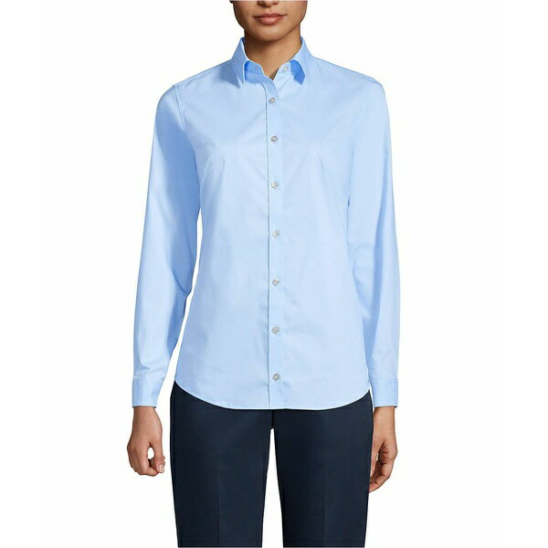 ランズエンド レディース カットソー トップス Women's No Gape Long Sleeve Stretch Shirt Light sea blue(4)