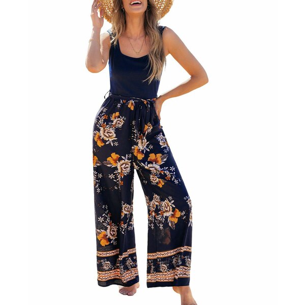 カップシー レディース ワンピース トップス Women's Dried Bouquet Floral Jumpsuit Dark blue(4)