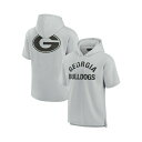 ファナティクス シグネチャー レディース パーカー・スウェットシャツ アウター Men's and Women's Gray Georgia Bulldogs Super Soft Fleece Short Sleeve Pullover Hoodie Gray|詳細画像