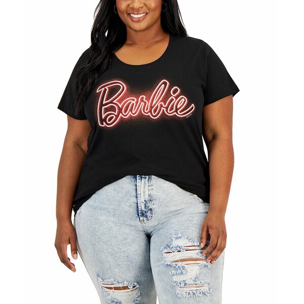 ハイブリッド アパレル レディース カットソー トップス Trendy Plus Size Barbie Graphic-Print T-Shirt Black(4)
