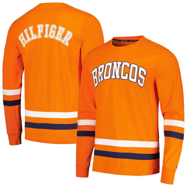 トミー ヒルフィガー メンズ Tシャツ トップス Denver Broncos Tommy Hilfiger Nolan Long Sleeve TShirt Orange/Navy