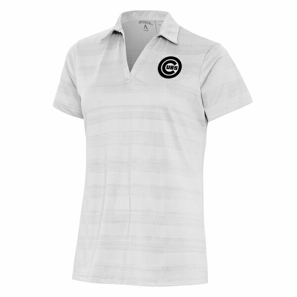 アンティグア レディース ポロシャツ トップス Chicago Cubs Antigua Women's Brushed Metallic Compass Polo White