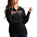 アンティグア レディース パーカー・スウェットシャツ アウター New York Knicks Antigua Women's Team Victory FullZip Hoodie Black