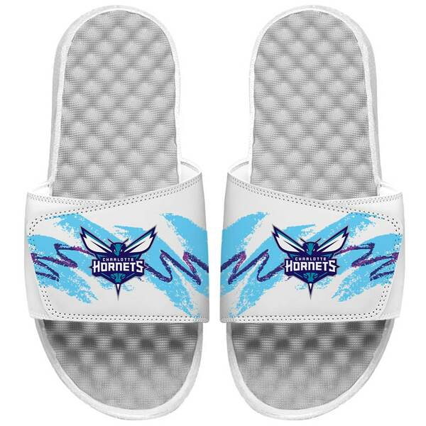 ACXCh Y T_ V[Y Charlotte Hornets ISlide 90s Paper Cup Slide Sandals White