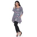 ホワイトマーク レディース カットソー トップス Plus Size Maji Tunic Red Geo