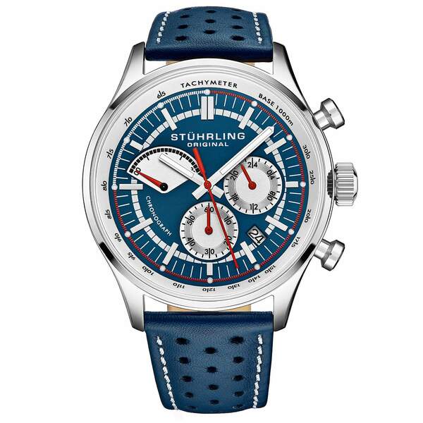 スターリング レディース 腕時計 アクセサリー Men's Blue Leather Strap Watch 42mm Blue