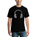 エルエーポップアート メンズ Tシャツ トップス Men's Music Note Headphones Word Art T-shirt Black