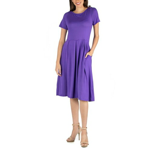 24セブンコンフォート レディース ワンピース トップス Midi Dress with Short Sleeves and Pocket Detail Lilac 24セブンコンフォート レディース ワンピース トップス Midi Dress with Short Sleeves and Pocket Detail Lilac