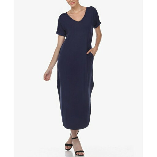 ホワイトマーク レディース ワンピース トップス Women's Short Sleeve V-Neck Maxi Dress Navy ホワイトマーク レディース ワンピース トップス Women's Short Sleeve V-Neck Maxi Dress Navy