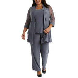 アールアンドエムリチャーズ レディース ワンピース トップス Plus Size Embellished Layered-Look Pantsuit Charcoal Gray