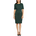 h^CX fB[X s[X gbvX Petite Herringbone Sheath Dress Black/Green