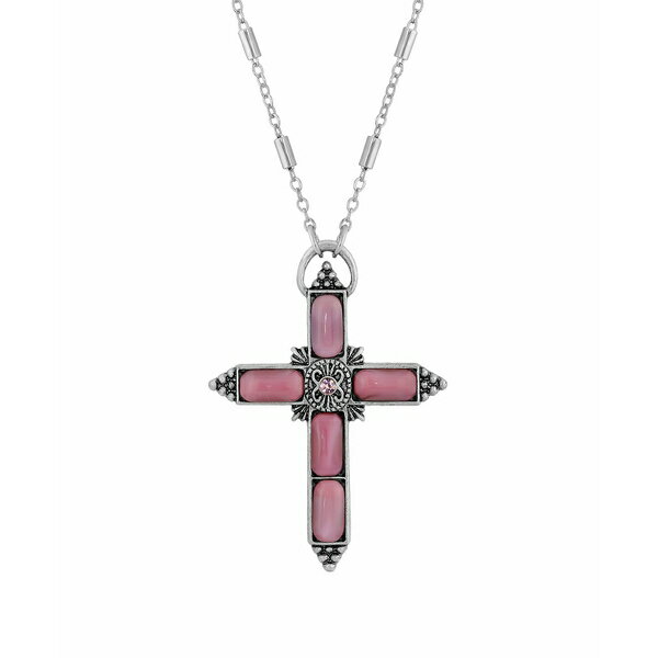 V{XIutFCX fB[X lbNXE`[J[Ey_ggbv ANZT[ Silver-Tone Pink Moonstone Pink Crystal Cross 20