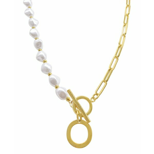 AhjA fB[X lbNXE`[J[Ey_ggbv ANZT[ 14k Gold-Plated Paperclip Chain & Mother-of-Pearl Initial F 17