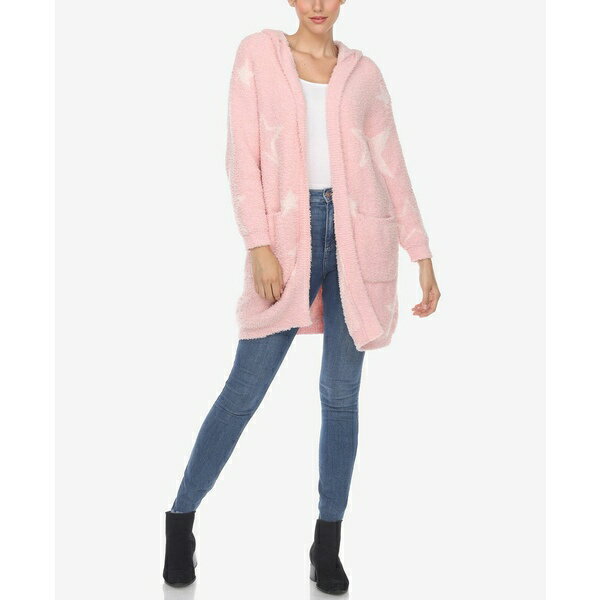 ホワイトマーク レディース ジャケット＆ブルゾン アウター Women 039 s Hooded Open Front Sherpa Coat Pink, Light Pink Stars