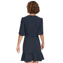 ダナ キャラン ニューヨーク レディース ワンピース トップス Women's Surplice-Neck Tulip-Sleeve Belted Dress Navy