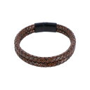 gt@K[ fB[X uXbgEoOEANbg ANZT[ Simple Double Band Braided Secure Clasp Leather Bracelet Brown