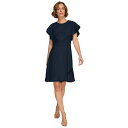 ダナ キャラン ニューヨーク レディース ワンピース トップス Women's Flutter-Sleeve Ruched Dress Midnight