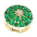 GtB[ RNV Y O ANZT[ EFFY&reg; Emerald (6-1/4 ct. t.w.) & Diamond (1/4 ct. t.w.) Flower Statement Ring in 14k Gold 14K Gold