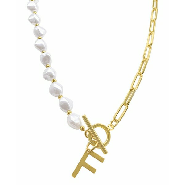 AhjA fB[X lbNXE`[J[Ey_ggbv ANZT[ 14k Gold-Plated Paperclip Chain & Mother-of-Pearl Initial F 17