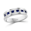 GtB[ RNV fB[X O ANZT[ EFFY&reg; Men's Sapphire (3/8 ct. t.w.) & Diamond (1/4 ct. t.w.) Band in 14k White Gold White Gold