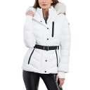 マイケルコース レディース ジャケット＆ブルゾン アウター Women's Belted Faux-Fur-Trim Hooded Puffer Coat White