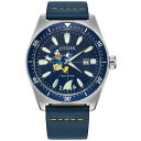 シチズン メンズ 腕時計 アクセサリー Eco-Drive Men's Donald Duck Blue Leather Strap Watch 42mm Blue