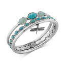 ラッキーブランド メンズ ブレスレット・バングル・アンクレット アクセサリー Bracelet Set, Silver-Tone Turquoise Dragonfly Bangle Bracelets Silver