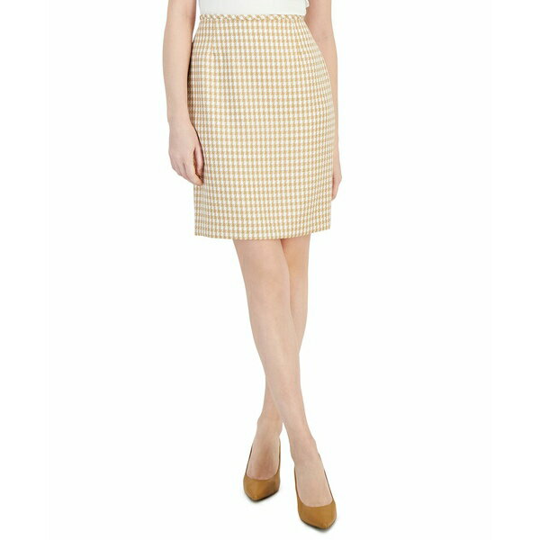 ^nG[GXG fB[X XJ[g {gX Women's Tweed Back-Slit Pencil Skirt Beige/Ivory