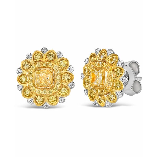 プラチナ ルヴァン レディース ピアス＆イヤリング アクセサリー Sunny Yellow Diamond (5/8 ct. t.w.) & Vanilla Diamond Accent Starflower Earrings in Platinum & 14K Gold Platinum and 14K Honey Gold