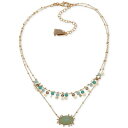 iAh[ fB[X lbNXE`[J[Ey_ggbv ANZT[ Gold-Tone Pav&eacute;, Stone & Shaky Bead Layered Pendant Necklace, 16